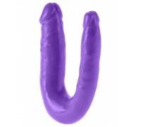 Фиолетовый U-образный фаллоимитатор Double Trouble - 34,3 см.