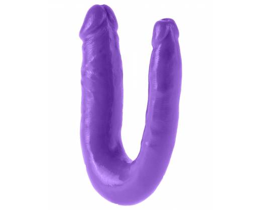 Фиолетовый U-образный фаллоимитатор Double Trouble - 34,3 см.