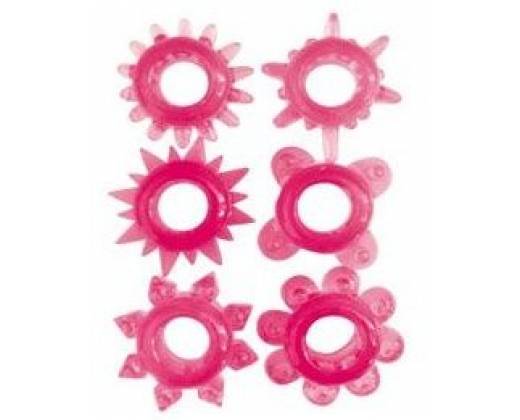 Набор из 6 розовых эрекционных колец разной формы