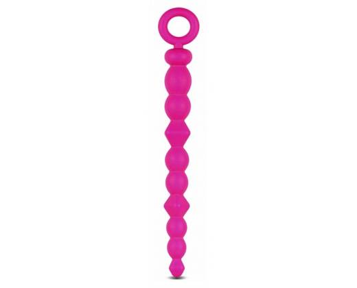 Розовая анальная цепочка-елочка SILICONE BEADS - 24,6 см.