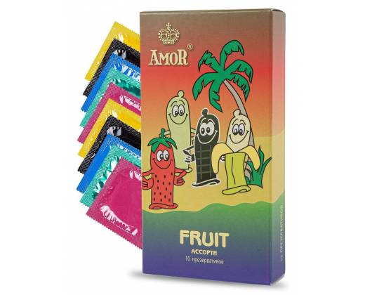 Ароматизированные презервативы AMOR Fruit "Яркая линия" - 10 шт.