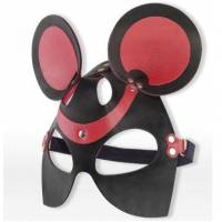 Черно-красная маска мышки из кожи