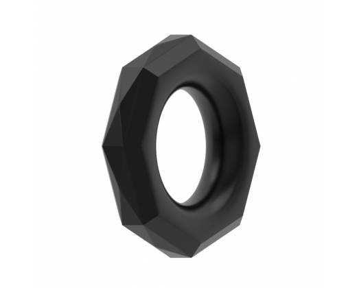 Черное эрекционное кольцо с гранями POWER PLUS Cockring