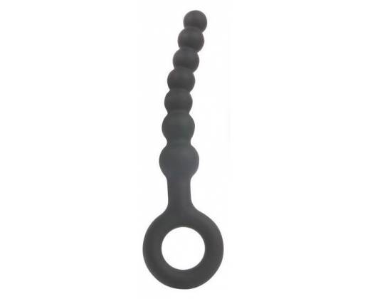 Черный анальный стимулятор-елочка с ограничителем - 13,5 см.