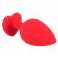 Красная силиконовая анальная пробка с черным стразом-сердечком - 9,3 см