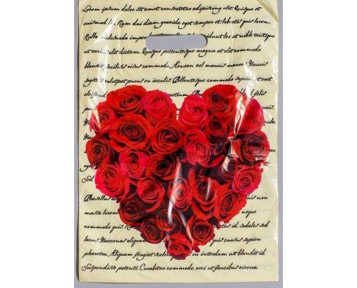 Подарочный пакет "Сердце из роз" - 30 х 40 см