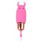 Розовый силиконовый вибромассажер с рожками - 6,4 см.