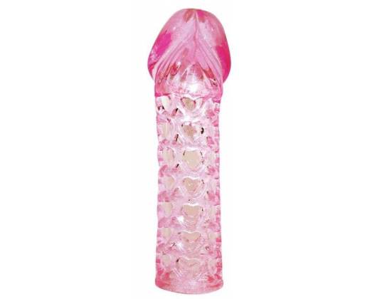 Закрытая розовая насадка-фаллос Penis sleeve - 11,7 см.