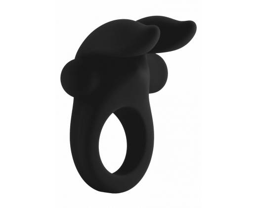 Черное эрекционное виброкольцо Bunny Silicone Cockring With Stimulating Ears