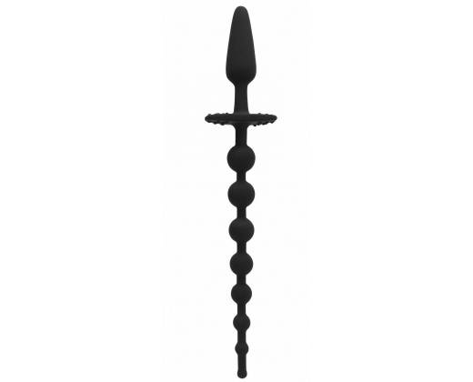 Чёрная анальная елочка с рукоятью в виде пробки No.54 Butt Plug with Anal Chain