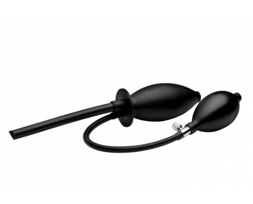 Черная анальная пробка с расширением Isabella Sinclaire Inflatable Enema Plug - 11,4 см.