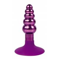 Фиолетовая анальная пробка-елочка с ограничителем - 9 см.