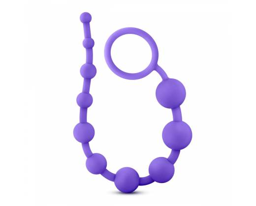 Фиолетовая анальная цепочка Luxe Silicone 10 Beads - 31,8 см.