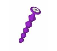 Фиолетовая анальная цепочка с кристаллом Buddy - 17,7 см
