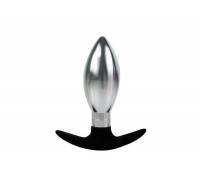 Каплевидная анальная втулка серебристо-черного цвета - 10,6 см.