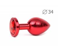 Коническая красная анальная втулка с красным кристаллом - 8,2 см.