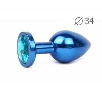 Коническая синяя анальная втулка с голубым кристаллом - 8,2 см.