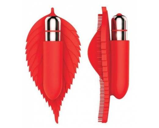 Красный клиторальный стимулятор в виде листика - 12,5 см.