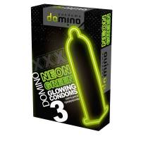 Презервативы DOMINO Neon Green со светящимся в темноте кончиком - 3 шт.