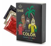 Цветные ароматизированные презервативы AMOR Color "Яркая линия" - 3 шт.