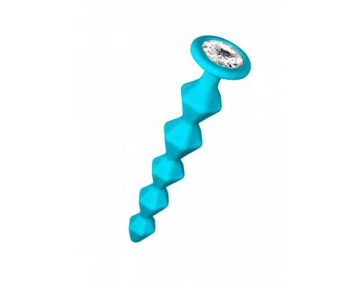 Бирюзовая анальная цепочка с кристаллом Buddy - 17,7 см
