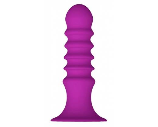 Фиолетовый ребристый анальный стимулятор RIBBED PLUG - 13,5 см.