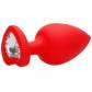 Красная анальная пробка с прозрачным стразом Extra Large Diamond Heart Butt Plug - 9,5 см