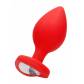 Красная анальная пробка с прозрачным стразом Extra Large Diamond Heart Butt Plug - 9,5 см