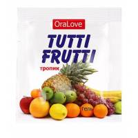 Пробник гель-смазки Tutti-frutti со вкусом тропических фруктов - 4 гр.