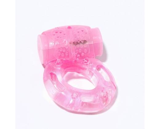 Розовое мягкое эрекционное кольцо с вибрацией