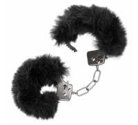 Металлические наручники с черным мехом Ultra Fluffy Furry Cuffs