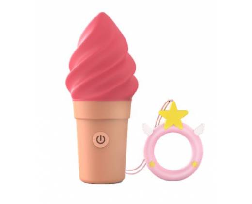 Малиновый мини-вибратор в форме мороженого Candice