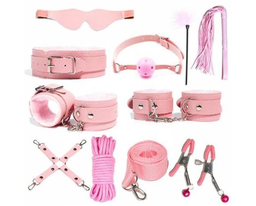 Розовый БДСМ-набор «Оки-Чпоки» из 11 предметов