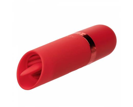 Красный клиторальный стимулятор с подвижным язычком Flicker