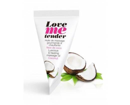 Съедобное согревающее массажное масло Love Me Tender Cocos с ароматом кокоса - 10 мл.