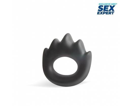 Черное эрекционное кольцо в форме пламени