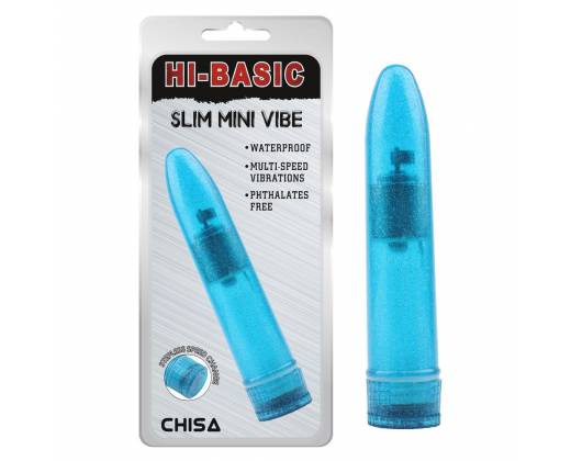 Голубой мини-вибратор Slim Mini Vibe - 13,2 см.