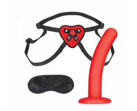 Красный поясной фаллоимитатор Red Heart Strap on Harness & 5in Dildo Set - 12,25 см.