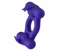 Фиолетовое эрекционное виброкольцо с двумя моторами Silicone Rechargeable Triple Orgasm Enhancer