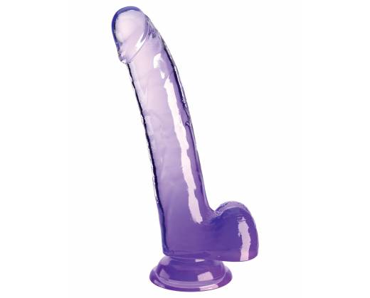 Фиолетовый фаллоимитатор с мошонкой на присоске 9’’ Cock with Balls - 24,8 см.