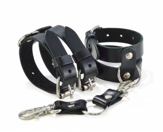 Черные наручники "Грация" с пряжками