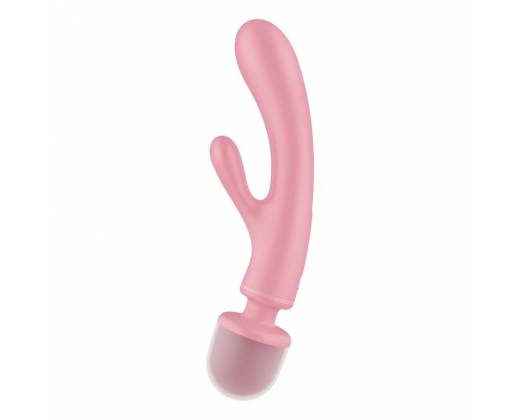 Розовый двусторонний вибромассажер Triple Lover - 23,7 см.