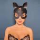 Черная кожаная маска "Кошка" с маленькими ушками