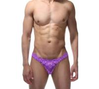 Мужские фиолетовые трусы-тонги из кружева