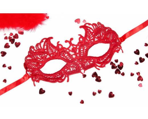 Красная ажурная текстильная маска "Андреа"