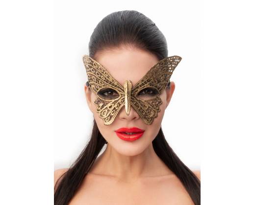 Золотистая женская карнавальная маска в форме бабочки