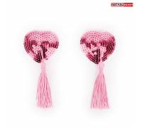 Розовые текстильные пестисы в форме сердечек с кисточками