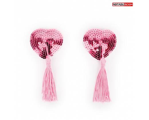 Розовые текстильные пестисы в форме сердечек с кисточками