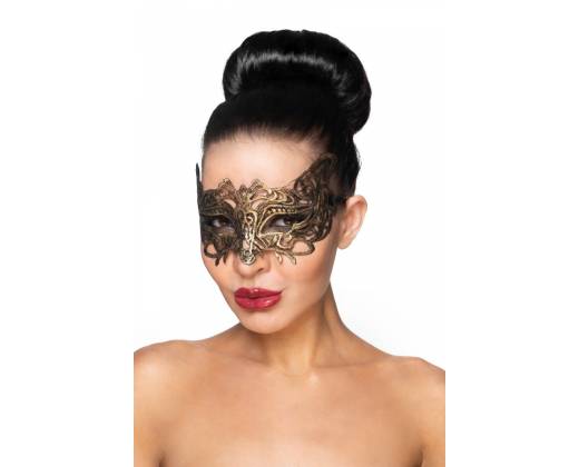 Золотистая карнавальная маска "Беллатрикс"