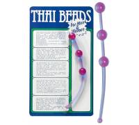 Фиолетовая анальная цепочка Thai beads - 15,5 см.